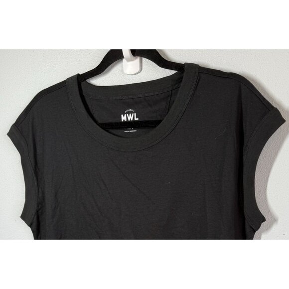 NWOT Madewell Sleeveless T-Shirt Small Black Side Slit Modal/Silk Blend Casual - Picture 3 of 9